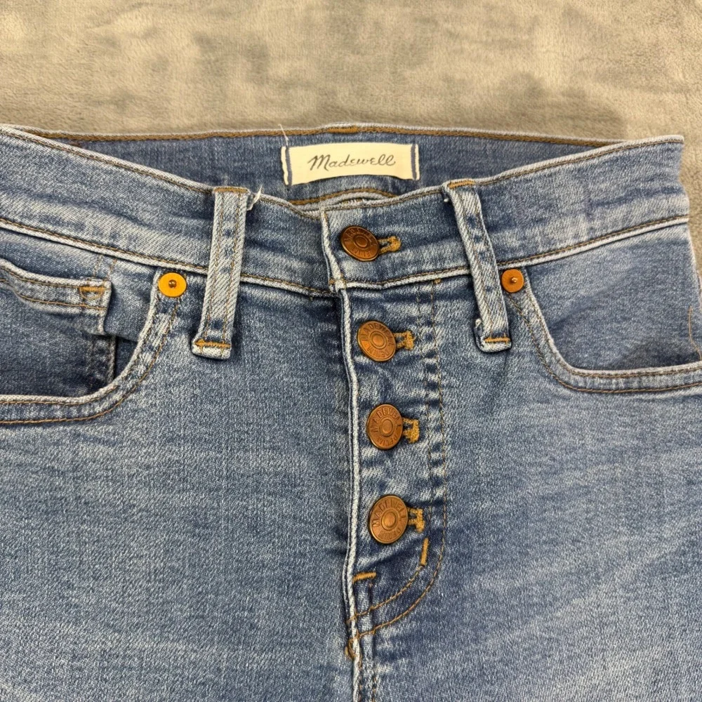 Madewell Mid Rise Skinny Crop Jeans Women's Size 23 Light Blue Button‎ Fly Denim
